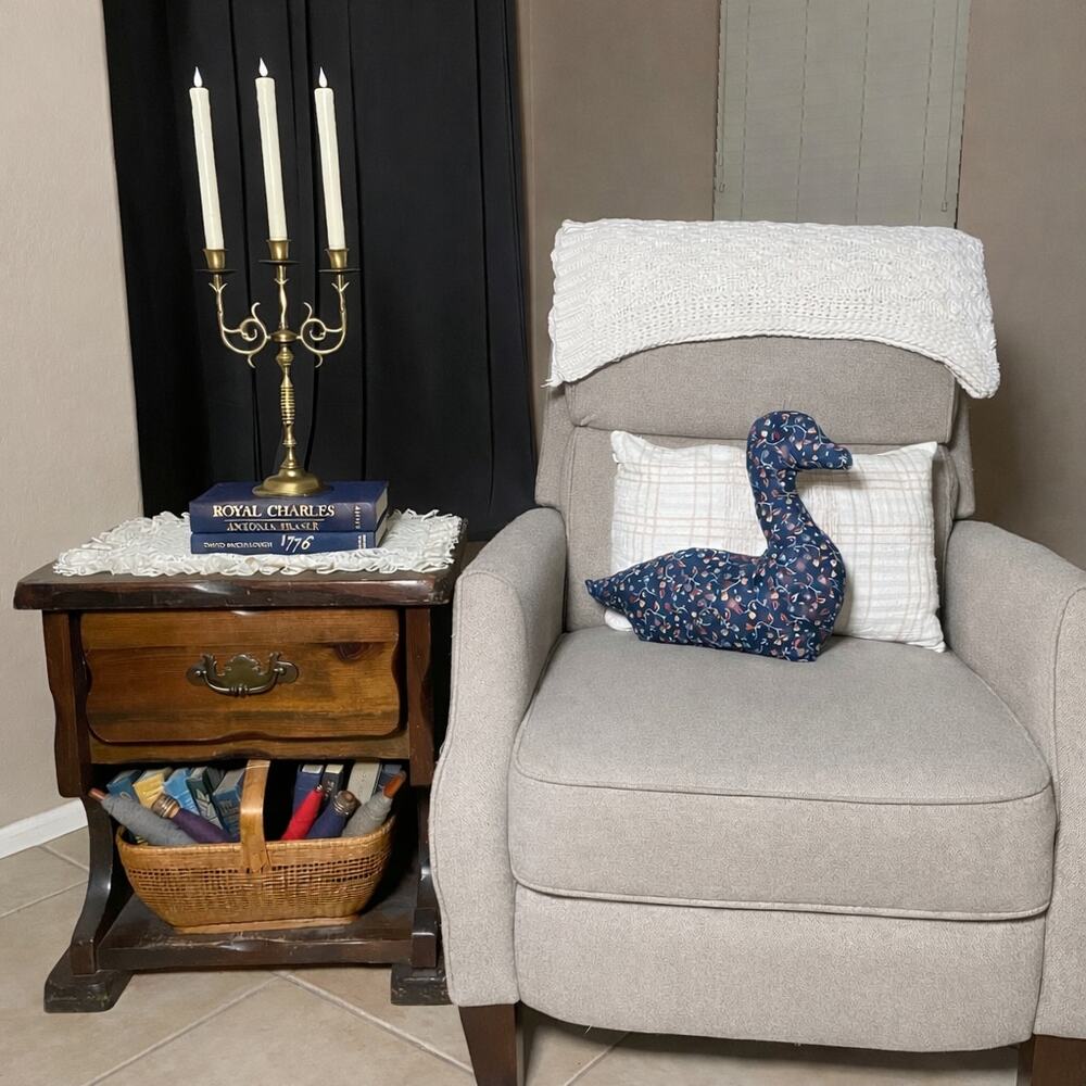 Vintage Duck Pillow with Wood Button Eyes | Cottagecore Decor